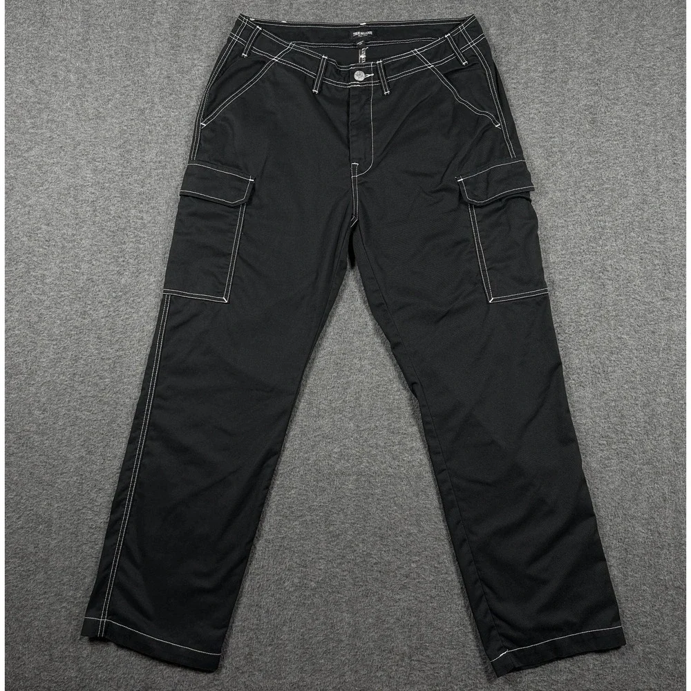 True Religion Cargo Pants Mens 34x31 Jet Black Relaxed Fit Performance Stretch
